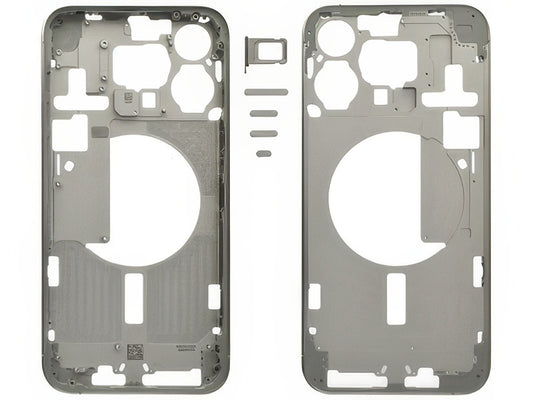 Frame in metallo + Tasti Laterali + Sportellino Sim Bianco per Apple iPhone 15 Pro Max