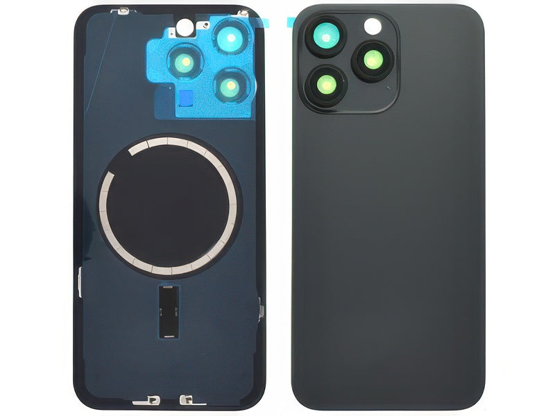 Cover Batteria Magnetica + Vetrino Camera Nero Titanium per Apple iPhone 15 Pro Max