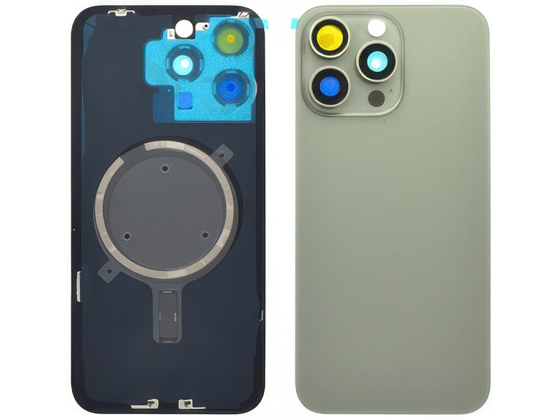 Cover Batteria Magnetica + Vetrino Camera Natural Titanium per Apple iPhone 15 Pro Max