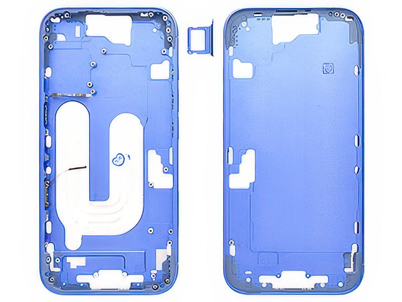 Frame in metallo + Tasti Laterali + Sportellino Sim Blu per Apple iPhone 16