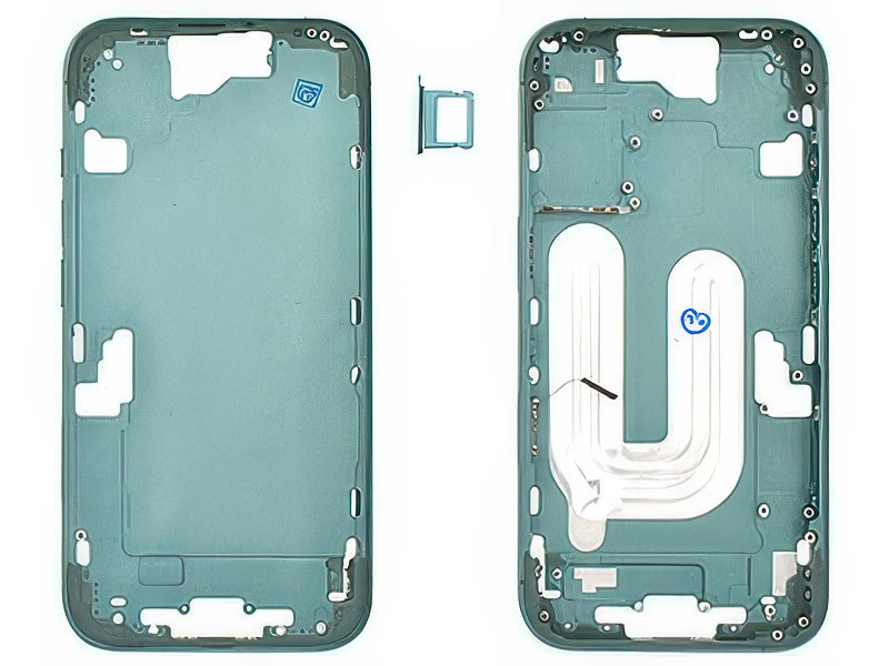 Frame in metallo + Tasti Laterali + Sportellino Sim Verde per Apple iPhone 16