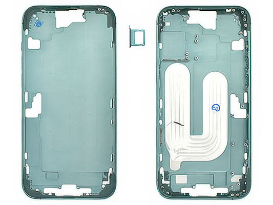 Frame in metallo + Tasti Laterali + Sportellino Sim Verde per Apple iPhone 16 Plus
