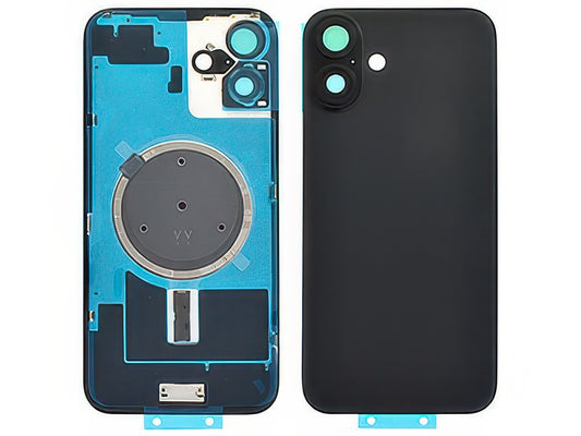 Cover Batteria Magnetica + Vetrino Camera Nero per Apple iPhone 16 Plus