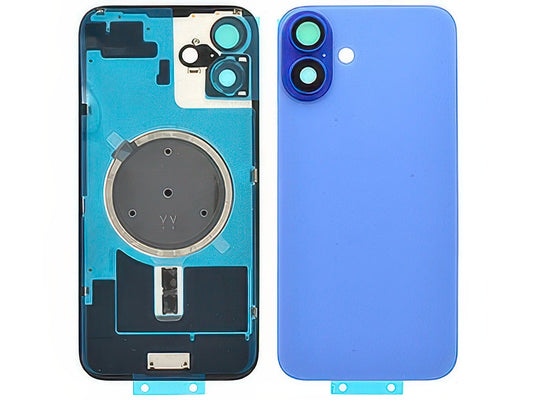 Cover Batteria Magnetica + Vetrino Camera Blu per Apple iPhone 16 Plus
