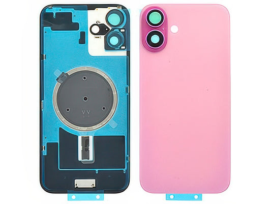 Cover Batteria Magnetica + Vetrino Camera Rosa per Apple iPhone 16 Plus