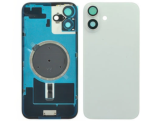 Cover Batteria Magnetica + Vetrino Camera Bianco per Apple iPhone 16 Plus