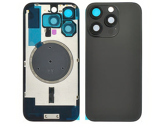 Cover Batteria Magnetica + Vetrino Camera Titanium Nero per Apple iPhone 16 Pro