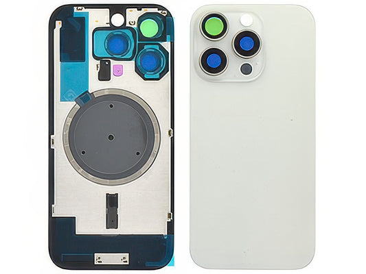 Cover Batteria Magnetica + Vetrino Camera Titanium Bianco per Apple iPhone 16 Pro