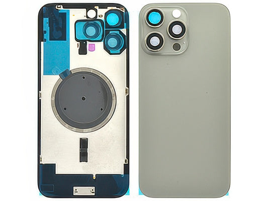 Cover Batteria Magnetica + Vetrino Camera Natural Titanium per Apple iPhone 16 Pro Max