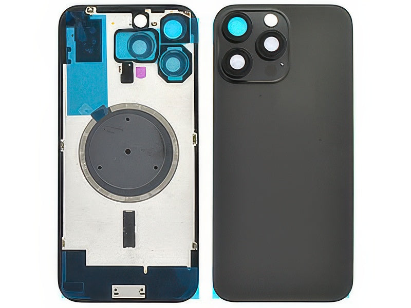 Cover Batteria Magnetica + Vetrino Camera Titanium Nero per Apple iPhone 16 Pro Max