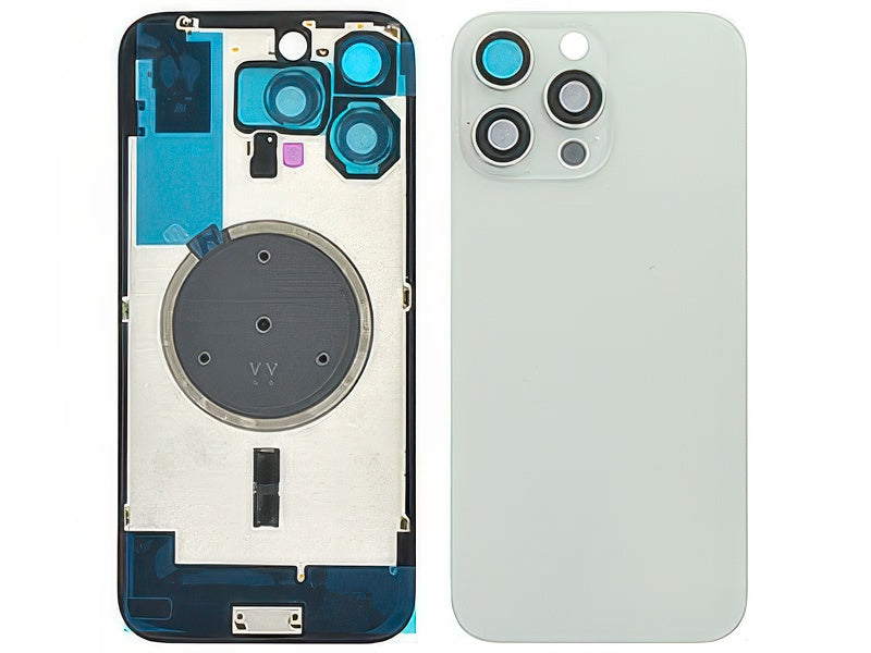 Cover Batteria Magnetica + Vetrino Camera Titanium Bianco per Apple iPhone 16 Pro Max