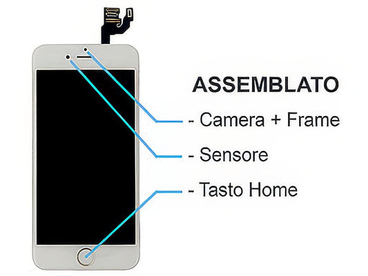Display Lcd Bianco con Sensore Camera qualità Eccelsa Matrice Compatibile per Apple iPhone 6