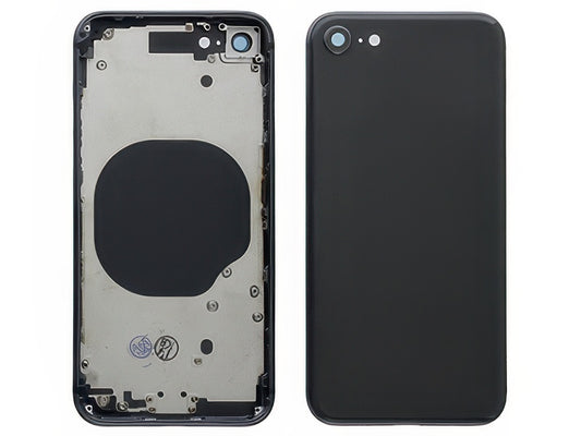 Frame in metallo +Tasti Laterali + Sportellino Sim + Back Cover + Vetrino senza logo Nero per Apple iPhone 8