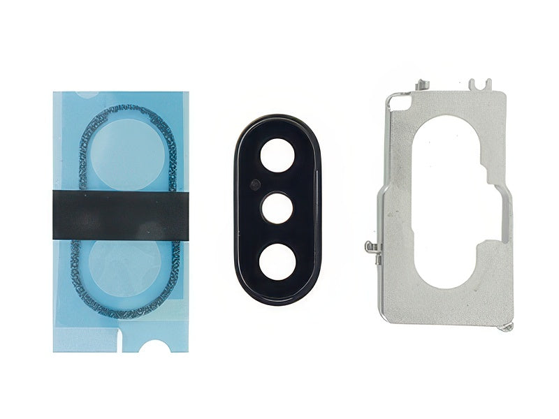 Cover Camera + Vetrino + Adesivo + Frame Nero per Apple iPhone X