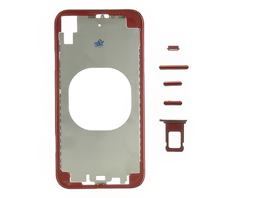 Frame in metallo +Tasti Laterali + Sportellino Sim senza logo Rosso per Apple iPhone Xr