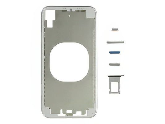 Frame in metallo +Tasti Laterali + Sportellino Sim senza logo Argento per Apple iPhone Xr