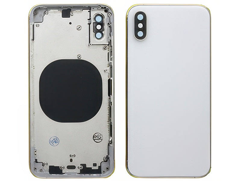 Frame in metallo +Tasti Laterali + Sportellino Sim + Back Cover + Vetrino senza logo Bianco per Apple iPhone Xs