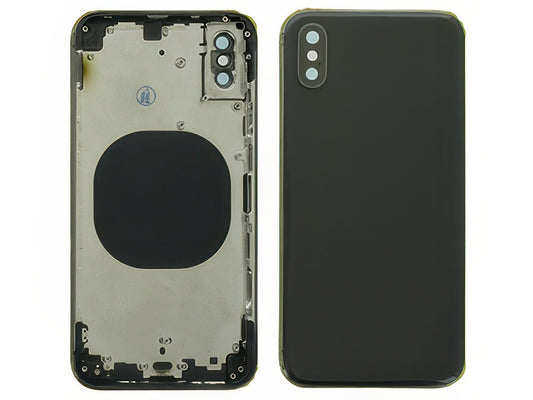 Frame in metallo +Tasti Laterali + Sportellino Sim + Back Cover + Vetrino senza logo Nero per Apple iPhone Xs