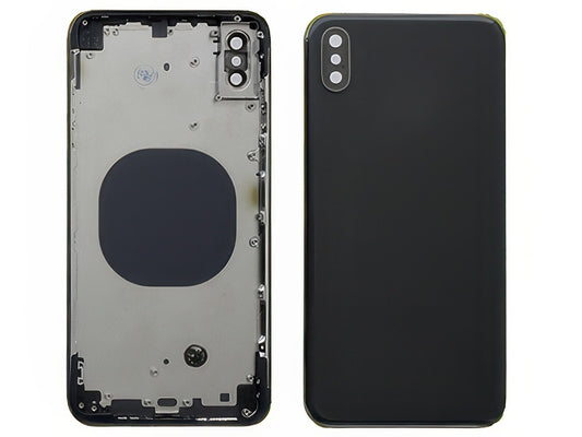 Frame in metallo +Tasti Laterali + Sportellino Sim + Back Cover + Vetrino senza logo Nero per Apple iPhone Xs Max