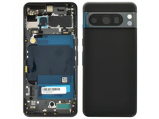 Cover Batteria + Frame + Vetrino Camera + Nero Obsidian per Google Pixel 8 Pro 5G