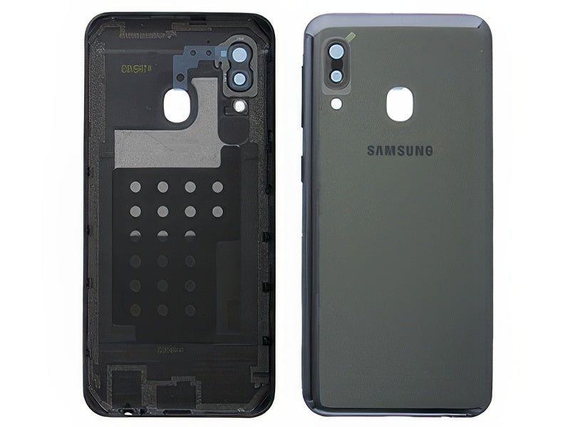 Cover Batteria + Vetrino Camera + Tasti Laterali Nero per Samsung SM-A202 Galaxy A20e
