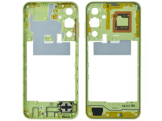 Guscio frontale + Frame Supporto Lcd + Antenna NFC + Tasto Volume Giallo per Samsung SM-A256 Galaxy A25 5G