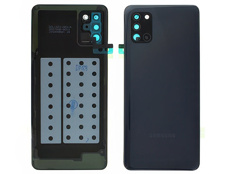 Cover Batteria + Vetrino Camera + Adesivi Nero per Samsung SM-A315 Galaxy A31