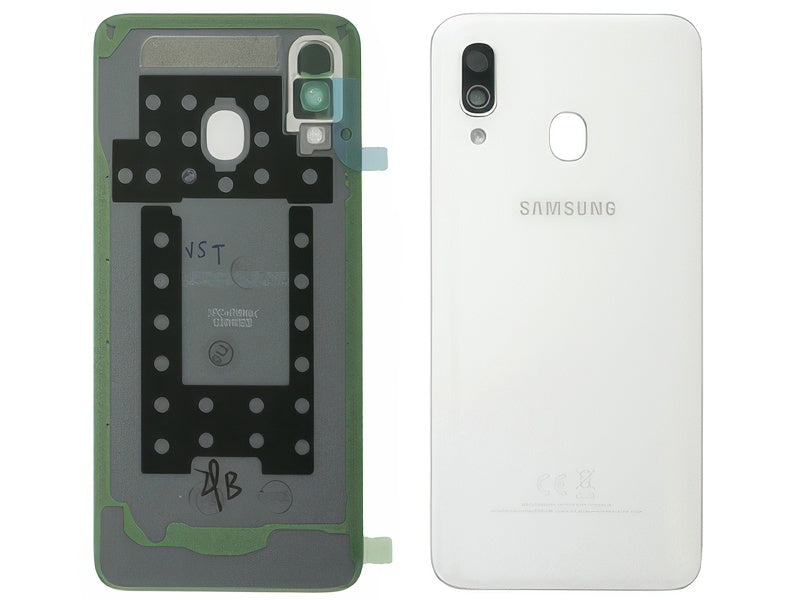 Cover Batteria + Vetrino Camera + Adesivi Bianco per Samsung SM-A405 Galaxy A40