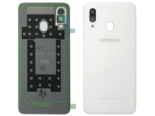Cover Batteria + Vetrino Camera + Adesivi Bianco per Samsung SM-A405 Galaxy A40