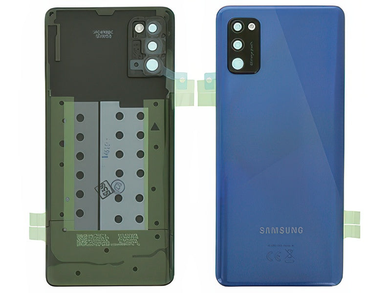 Cover Batteria + Vetrino Camera + Adesivi Blu per Samsung SM-A415 Galaxy A41