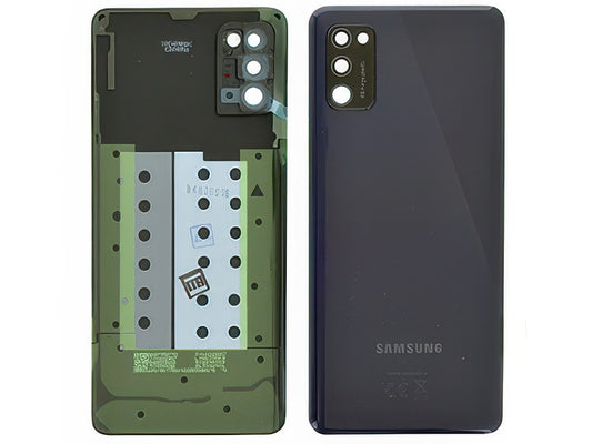 Cover Batteria + Vetrino Camera + Adesivi Nero per Samsung SM-A415 Galaxy A41