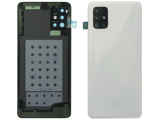Cover Batteria + Vetrino Camera + Adesivi Bianco per Samsung SM-A515 Galaxy A51