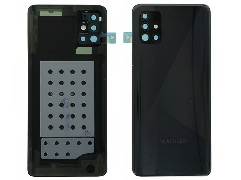 Cover Batteria + Vetrino Camera + Adesivi Nero per Samsung SM-A515 Galaxy A51