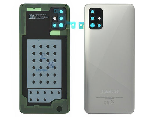 Cover Batteria + Vetrino Camera + Adesivi Argento per Samsung SM-A515 Galaxy A51