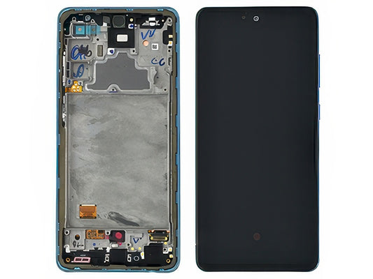 Lcd + Touchscreen + Frame + Tasti Laterali Awesome Blue per Samsung SM-A725 Galaxy A72