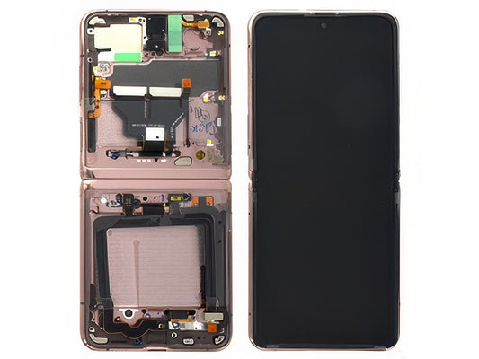 Lcd + Touchscreen + Frame + Fotocamera Frontale + Tasti Laterali Mystic Bronze per Samsung SM-F707 Galaxy Z Flip 5G