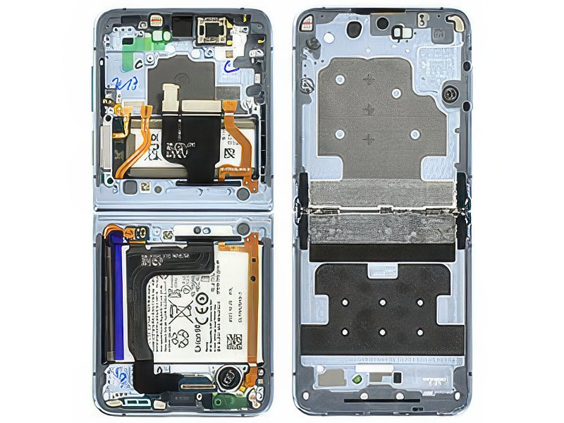Guscio frontale + Frame Supporto Lcd + Batteria + Tasti Laterali Blu per Samsung SM-F721 Galaxy Z Flip4