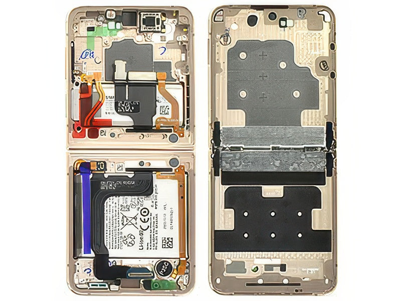 Guscio frontale + Frame Supporto Lcd + Batteria + Tasti Laterali Oro Rosa per Samsung SM-F721 Galaxy Z Flip4