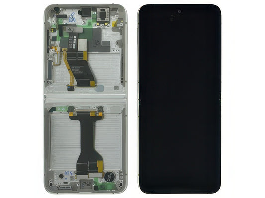 Lcd + Touch Screen + Frame + Tasti Laterali Cream per Samsung SM-F731 Galaxy Z Flip5