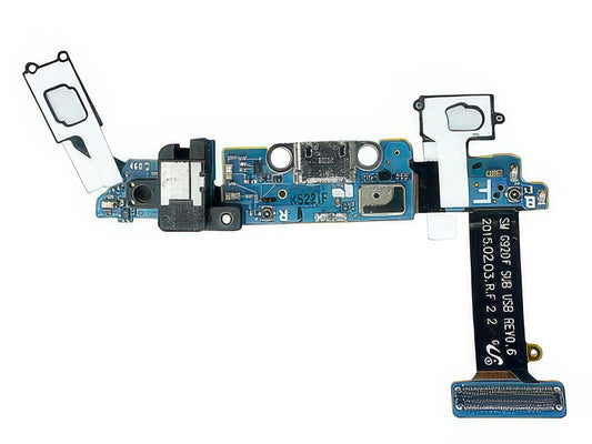 Flat cable + Plug in + Microfono + Jack Audio + Switch Tasto Home Nero per Samsung SM-G920 Galaxy S6