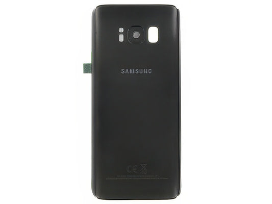 Cover Batteria in vetro + Vetrino Camera + Vetrino Flash Nero per Samsung SM-G950 Galaxy S8