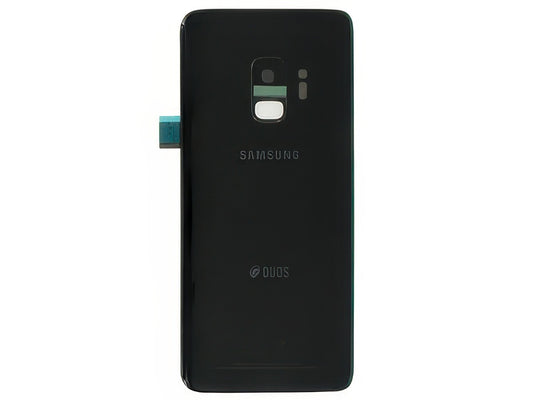 Cover Batteria in vetro + Vetrino Camera + Vetrino Flash Nero vers. Dual Sim per Samsung SM-G960 Galaxy S9