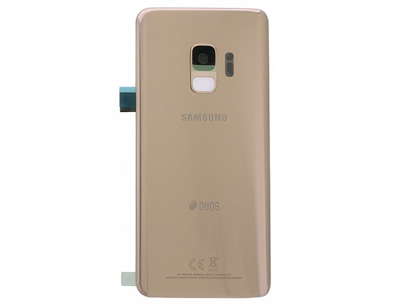 Cover Batteria in vetro + Vetrino Camera + Vetrino Flash Oro vers. Dual Sim per Samsung SM-G960 Galaxy S9