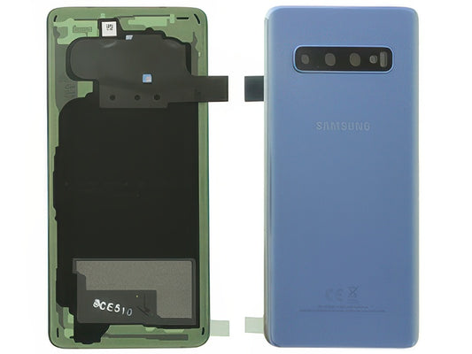 Cover Batteria in vetro + Vetrino Camera Prism Blue per Samsung SM-G973 Galaxy S10