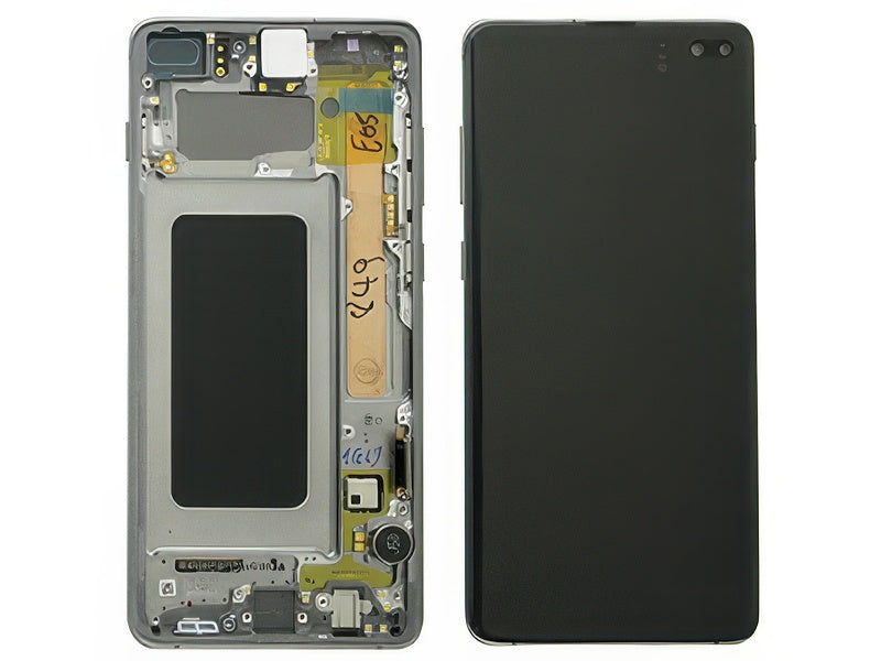 Lcd + Touchscreen + Altoparlante + Tasti Laterali + Vibrazione vers. Nero e Ceramic Black per Samsung SM-G975 Galaxy S10+