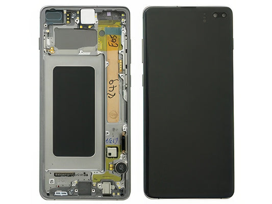 Lcd + Touchscreen + Altoparlante + Tasti Laterali + Vibrazione vers. Nero e Ceramic Black per Samsung SM-G975 Galaxy S10+