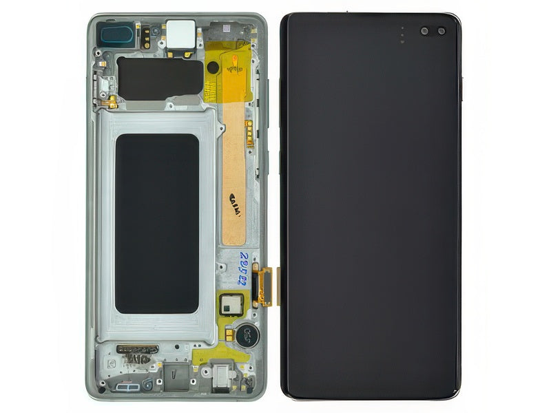 Lcd + Touchscreen + Altoparlante + Tasti Laterali + Vibrazione + Altoparlante Argento per Samsung SM-G975 Galaxy S10+