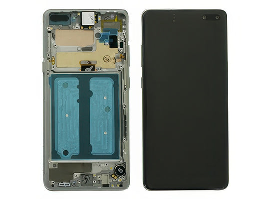 Lcd + Touchscreen + Altoparlante + Tasti Laterali + Vibrazione Argento per Samsung SM-G977 Galaxy S10 5G