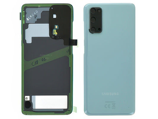 Cover Batteria in vetro + Vetrino Camera + Microfono Blu per Samsung SM-G980 Galaxy S20