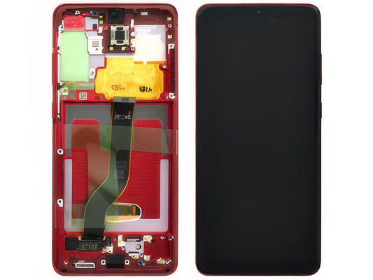 Lcd + Touch Screen + Tasti Laterali + Vibrazione + Altoparlante Rosso per Samsung SM-G985 Galaxy S20+